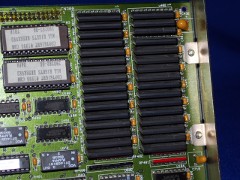 Close up of extra RAM of a A 2630 accelerator card with a 68030 CPU.