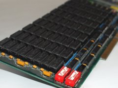 The memory chips on the Commodore 8 Mbyte RAM expansion for the PC-60 III.