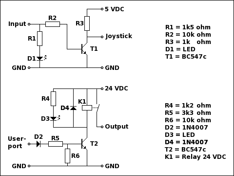 Schematic of the Car wash - Commodore C64 interface.
