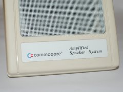 Close up of the Commodore active speaker system. (left)