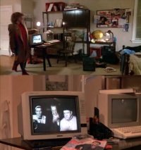 An Commodore C64c computer and a 2002 monitor in the movie Adventures in Babysitting.