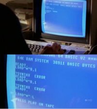 A Commodore C64 computer and a 1702 monitor in the TV series Being Erica.