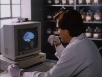 A Commodore Amiga 1000 computer and a 2002 monitor in the movie Brain Dead.