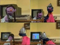 A Commodore C64 computer in the TV-series Sesame Street.