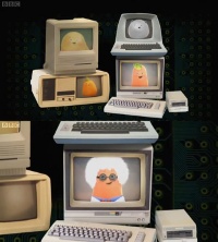 A Commodore C64 computer, 1702 monitor and a 1541 disk drive in the TV series Small Potatoes.