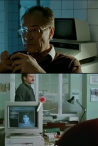 A Commodore PET 2001 computer, a Amiga 3000 computer an d a 184 monitor in the TV-series Tatort.