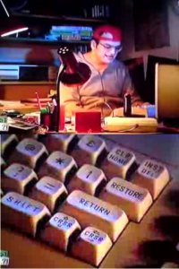 A Commodore C64 (Aldi) and a 1530 Datassette in the comedy Was guckst du?!